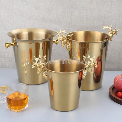 Golden elk head ice bucket stainless steel ice bucket bar family champagne bucket