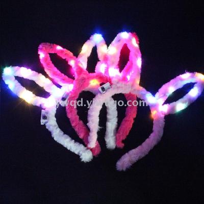 ZD Cotton Velvet Head Buckle Stall Night Market Hot Sale Factory Direct Sales Foreign Trade Popular Style Luminous Led Rabbit Ears Head Buckle