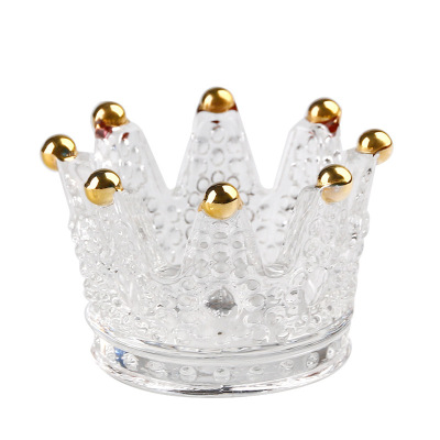 Creative small crystal glass ashtray individual hand-made mini crown glass candlestick European decoration