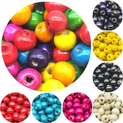 4~25mm color mixed color round bead wood bead DIY accessories door curtain car seat cushion matching