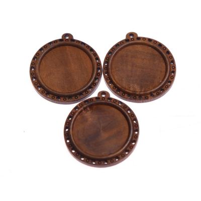 Circular time gemstone wood base necklace pendant DIY key chain