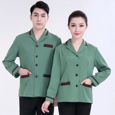 Long sleeves for cleaning in autumn and winter female Property Management Hospital Hotel work clothes cleaning aunt uniform suit extra size