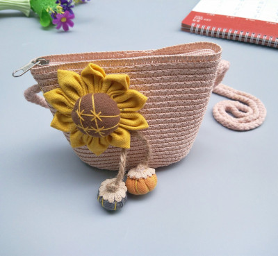 Summer new sunflower straw woven bag sunshade hat straw hat classic collocation 1-5 years old manufacturers wholesale