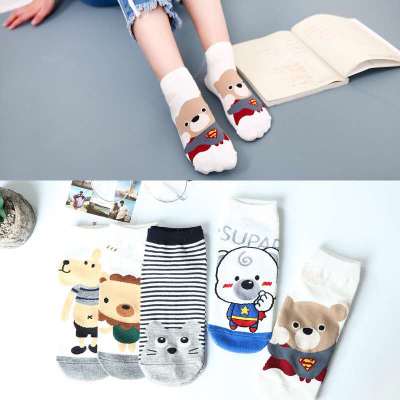 Cartoon socks socks go with cartoon animal superman cute bear school of wind lady short tube socks