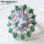 Rongyu 2019 new exaggerated ring inlaid hyland drop zircon green crystal luxury ring