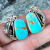 Rongyu 2019 New Style Earrings Plated 925 Antique Silver Earrings Hot Selling Retro Style Simple Temperament Turquoise Earrings