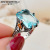 Thai silver 925 plated two-tone flower ring high grade blue topaz stone ring