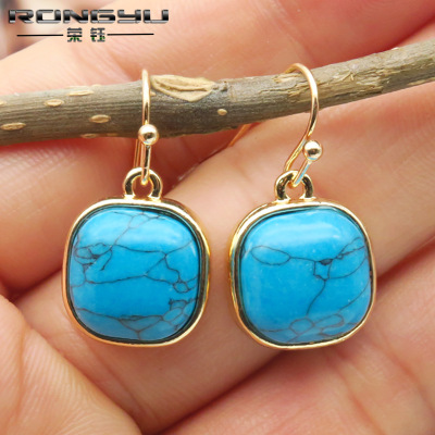 Rongyu luxury fashion 14 k gold turquoise earrings export new eardrops