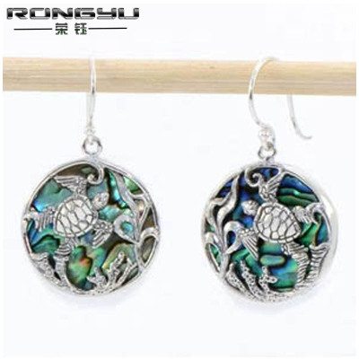 Rong yu wish cross-border hot style exquisite abalone shell earrings female fashion creative sea grass turtle hollow earrings