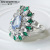 Rongyu 2019 new exaggerated ring inlaid hyland drop zircon green crystal luxury ring