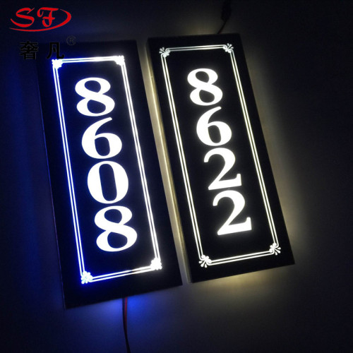 high-end club ktv hotel sign acrylic led luminous door plate with light box digital number plate special offer