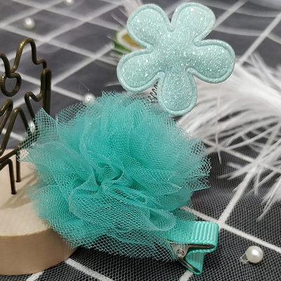 The New children 's lake blue gauze towel sparkling flowers hair ornaments hair clips, hair clip, yiwu ornaments simple and lovely