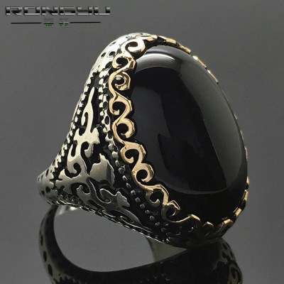 Rongyu wish hot new 925 plated silver zircon black color ring European and American simplified egg color ring