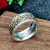 Rongyu Vintage Engraving Bohemian Style Ring European and American Fashion High-End Rhinestone-Encrusted 18K Gold Plated Color Separation Ring