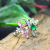 Rongyu hot sales bird rings female inlaid pink emerald color zircon ring