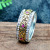 Rongyu Vintage Engraving Bohemian Style Ring European and American Fashion High-End Rhinestone-Encrusted 18K Gold Plated Color Separation Ring