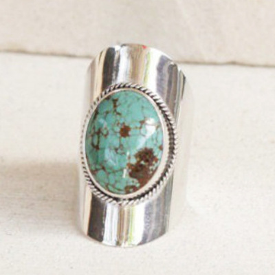 Rongyu wish hot sale inlaid natural turquoise isolated ring European and American fashion hot style hip-hop personality ring