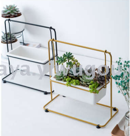 creative wrought iron qianqiu white porcelain succulent flower pot desktop simple nordic decoration