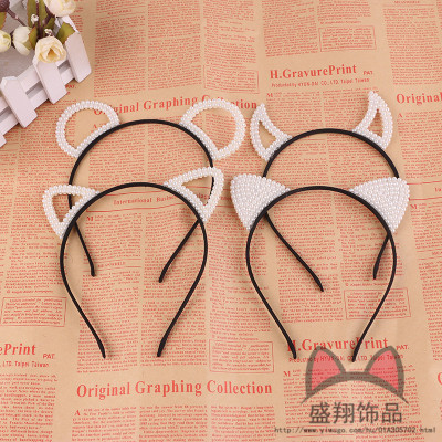 Hair ornaments water diamond pearl cat ears animal ears Hair band express move all together with pressure Hair band Hair card