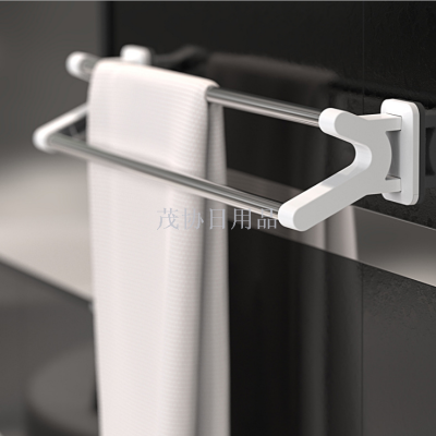 Non-perforated double pole towel rack stainless steel bathroom bathroom towel rack bathroom products rack bathroom