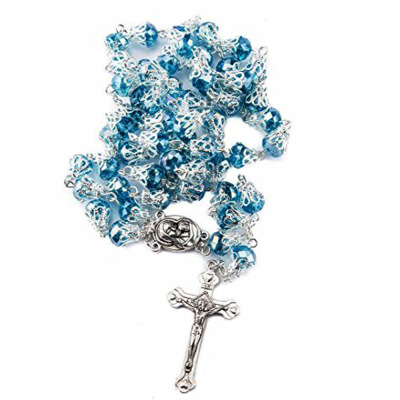 Necklace of the crystal rosary cross gifts for Catholic saints