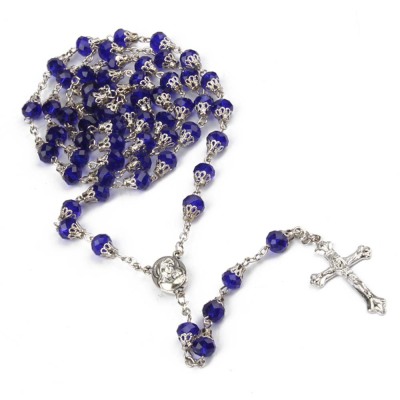 Quality rosary necklace 59 crystal beads rose by Catholic religious cross jewelry yiwu wholesale 43