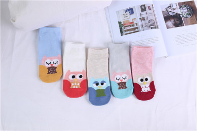 Female cartoon socks melting cartoon owl socks full cotton straight board breathable female socks new style winter socks