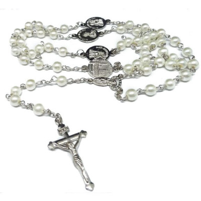 Holy plate Catholic rosary necklace religious Christian ornament cross white pearl necklace