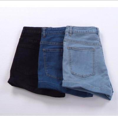 Brand of women's roll Slim loose high waist Jean shorts