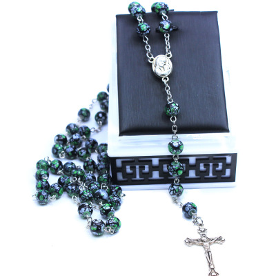 Rosary Religious Ornament Catholic Rosary Necklace Imitation Ceramic Beads Cross Necklace 50G