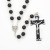 Catholic rosary black wooden beads holy father, holy mother cross religious necklace