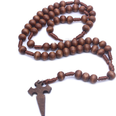 Rosary necklace cross necklace prayer Christian church supplies wholesale (6*7mm beads)