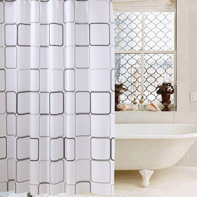 Factory Direct Waterproof Shower Curtain Peva Mildew-Proof Elegant Environmental Protection Black and White Large Plaid Peva Shower Curtain