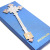 Holding a cross in a blue box