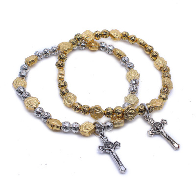 Bracelet made of natural stone Christ JESUS cross Bracelet beaded Bracelet (elastic rope) Bracelet