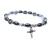 Christian icon black bead cross bracelet hand beads rosary 12.5g