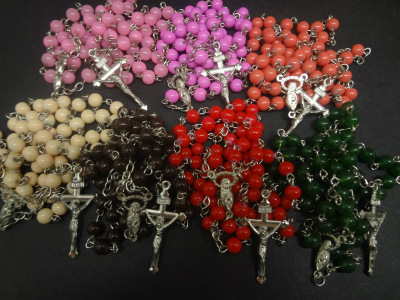 [direct manufacturers] cross necklace religious Christian ornaments 6 mm beads necklace 27 g