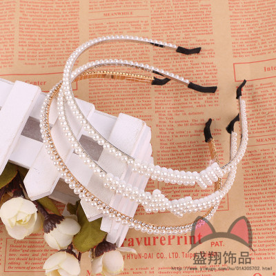 Pearl hair hoop hair card girl sweet simple hair ornaments Japan and Chesapeake artificial Pearl lady Korean headband headdress