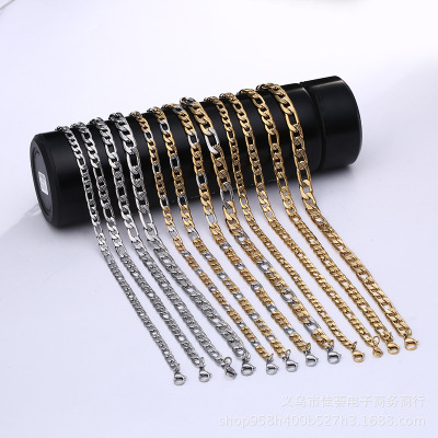 European and American Simple 3: 1nk 6dc Mesh Gold and Silver Color Necklace Customized Creative Couple Clavicle Chain Stainless Ornament