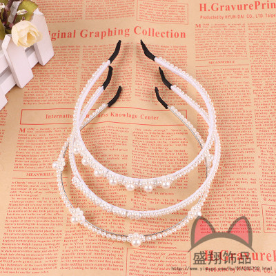 Non-slip set with diamond and pearl headband hair card decoration simple girl pressure hair band hair card for children