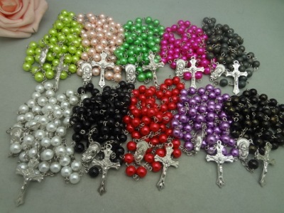 [factory direct] crucifix necklace religious basis Catholic rosary jewelry crucifix pearl necklace