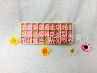 Wood plywood combination number combination Wood box pink color 26 letters children diy