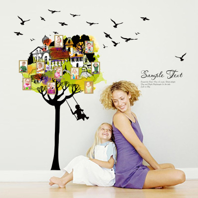 Can remove wall stickers hand - made treehouse picture frame swing children 's room kindergarten background wall stickers
