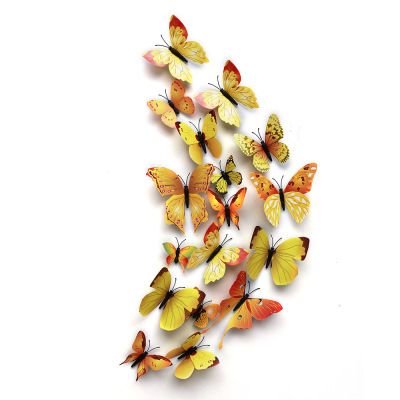 3 d three - dimensional simulation butterfly refrigerator pasted PVC plastic magnetic wall pasted interior decoration 12 sets of polychromatic