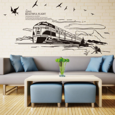 New Living Room Bedroom TV Backdrop Wall Decorative Wall Sticker Wholesale European Style Train Stickers