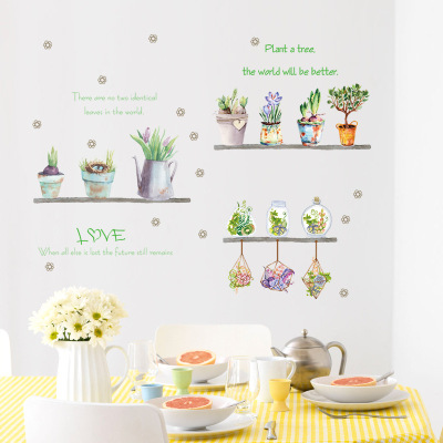 Creative wall stickers, small fresh potted bedside room decoration which dining room living room posters