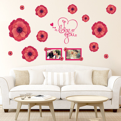 The New PVC can remove romantic flower photo frame bedroom living room wedding room background wall decoration wall stickers