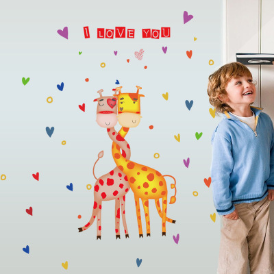 Wall Stickers Manufacturer Creative And Cozy Wall Stickers Love Giraffe Bedroom Children 'S Room Background Decoration Wall Stickers