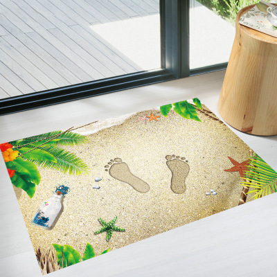 New 3D beach cute foot print creative doormat living room bathroom decoration wall stick can be removed