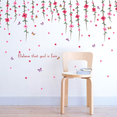 New Wholesale Creative Romantic HANAFUJI Wall Stickers Living Room TV Background Bedroom Decorative Painting Self-Adhesive Wallpaper